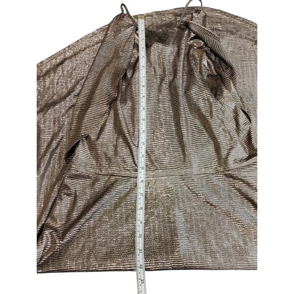H by Halston Drape Metallic Gunmetal Halter Neck Midi Dress Gold Womens Size 10 - Picture 6 of 6